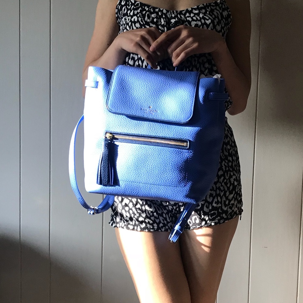 NWT kate Spade Leather blue back pack - Picture 8 of 8
